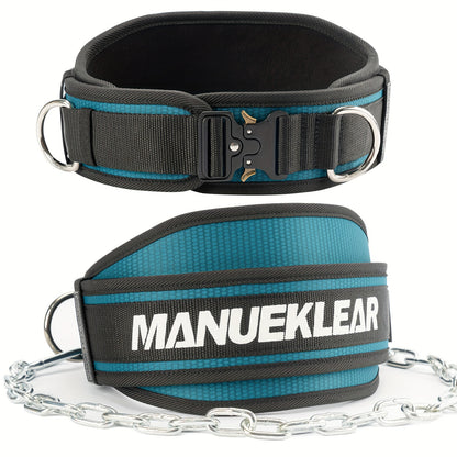 MANUEKLEAR Adjustable Weight Lifting Training Waist Support with Quick-Release Buckle, Heavy-Duty D-Ring and Chain, Nylon Mesh Fabric for Breathability, Unisex Fitness Accessory for Squats, Powerlifting, Bodybuilding