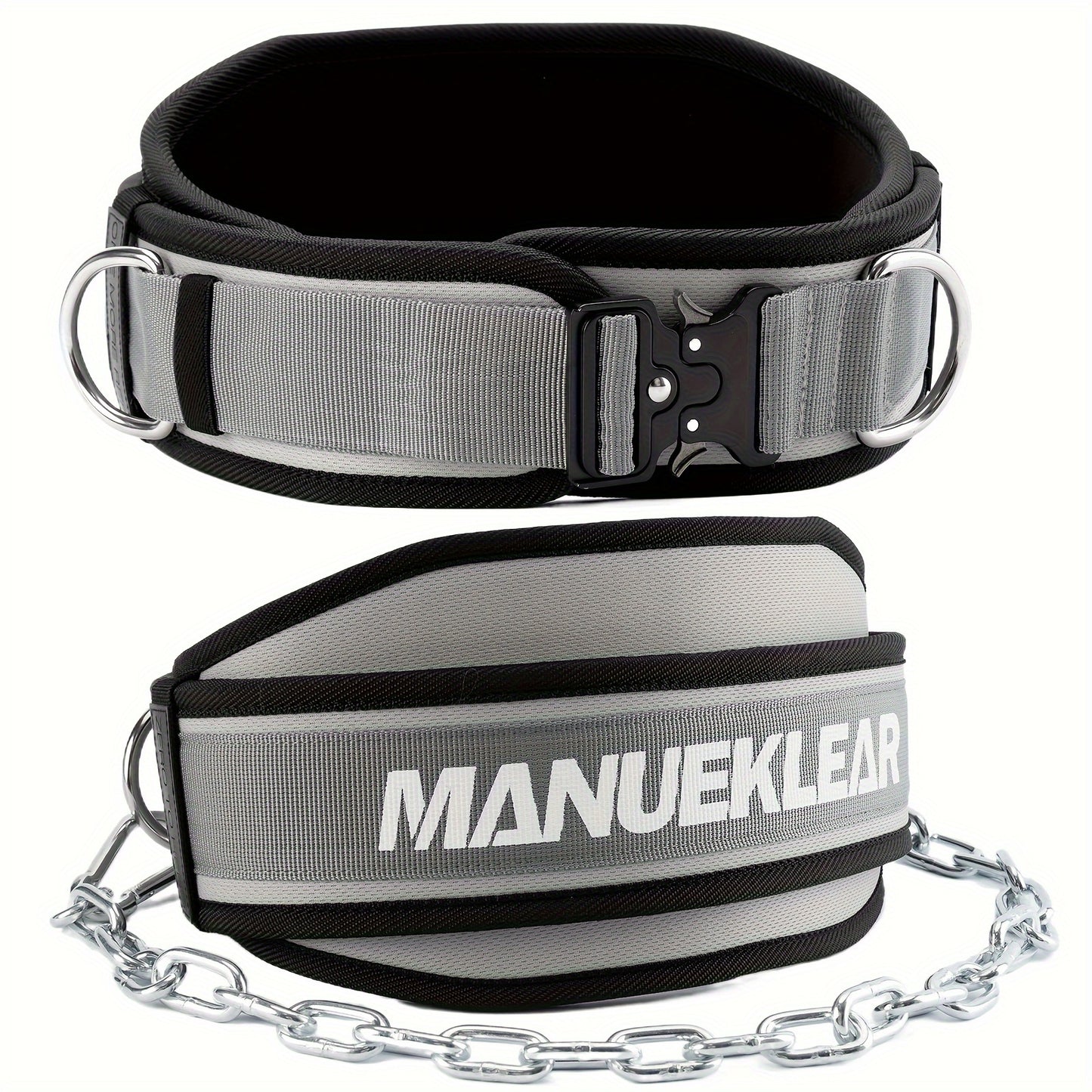 MANUEKLEAR Adjustable Weight Lifting Training Waist Support with Quick-Release Buckle, Heavy-Duty D-Ring and Chain, Nylon Mesh Fabric for Breathability, Unisex Fitness Accessory for Squats, Powerlifting, Bodybuilding